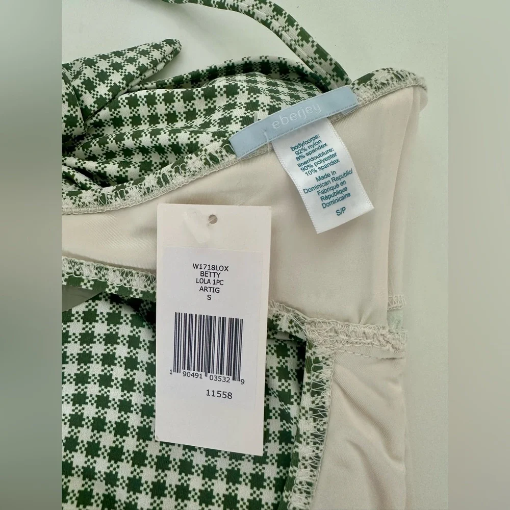 Eberjey Betty Lola Green Gingham One Piece Swimsuit with Knot in Artichoke - Picture 10 of 10